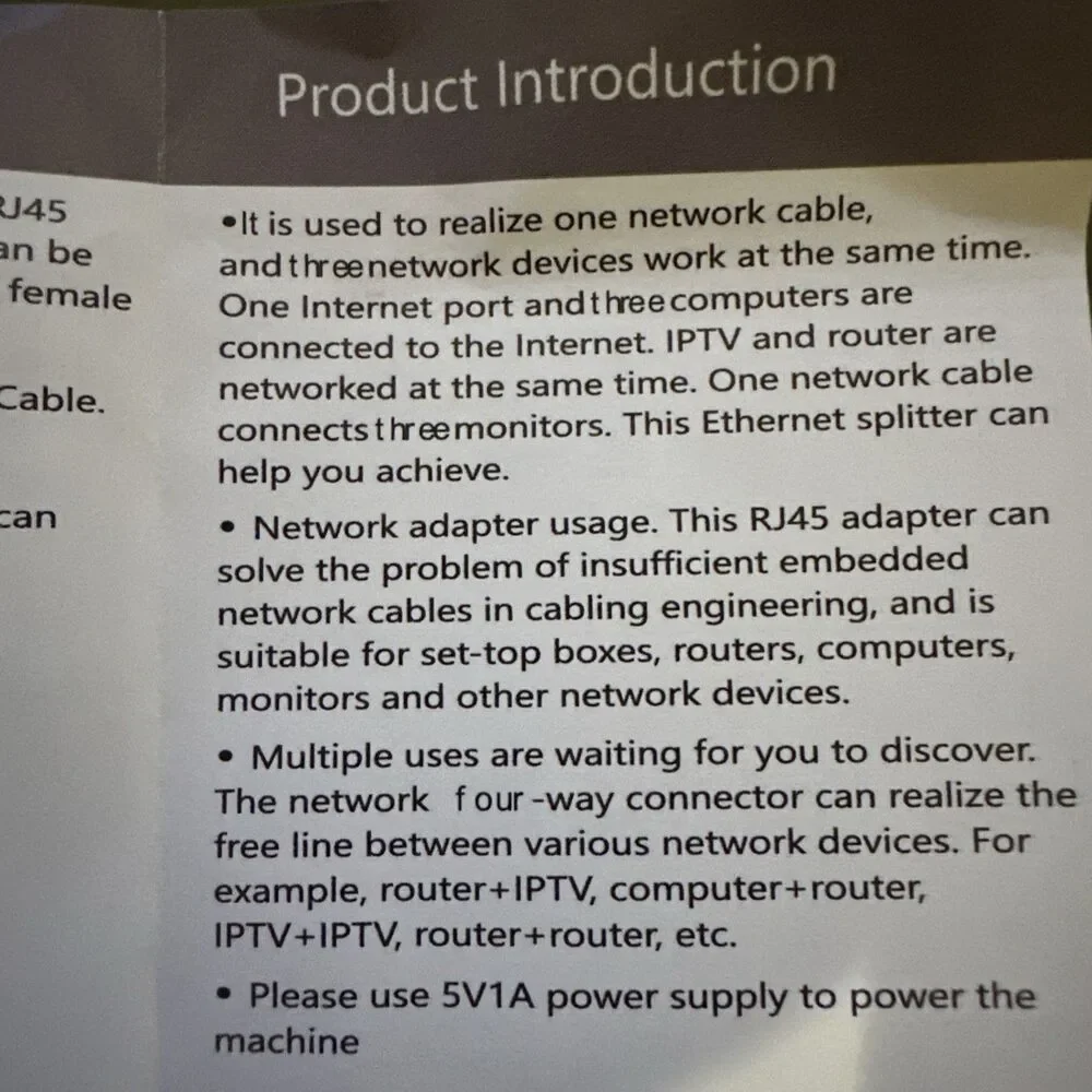 NEW 1000Mbps 1x3 RJ45 Ethernet Splitter 3 port